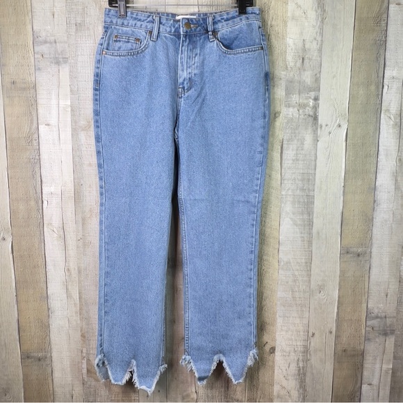 EVIDNT Los Angeles Size 27 Essen Relaxed V Style Raw Hem Cropped Ankle Boot Jean - Picture 1 of 13